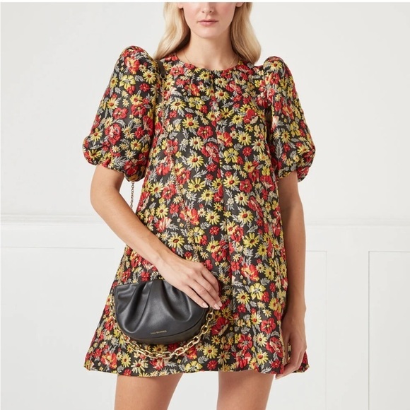 Ganni 3D Jacquard Dress in Meadow Black EU 36/US 4 - Picture 2 of 16